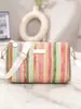 Bolsa Feminina Versátil de Palha Colorida Tecida de Uma Peça Drop-Shipping Bolsas de Mão de Menina Tecida de Ombro Único Bolsa Transversal Bolsa Quadrada Pequena
