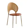 Cadeira de Jantar Nórdica de Madeira Maciça para Uso Doméstico, Cadeira de Mesa de Jantar Shell da Moda, Cadeira Minimalista Moderna de Luxo Leve com Encosto, Cadeira Sol Retrô