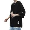 Camiseta de Hombre de Siete Mangas Bordada Moda de Verano Marca Moda Moderna Suelta Talla Extra Camiseta de Media Manga Ropa de Seda de Hielo de Manga Corta de Peso Pesado