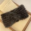 Diadema de Felpa Cruzada de Invierno Retro Elástica Protección para las Orejas Diadema de Lado Ancho Engrosada Cálida a Prueba de Frío Moda Diadema Mujer