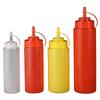 Garrafa de plástico para molho de grau alimentício, pote de óleo para molho, ketchup, geleia, molho para salada, garrafa de compressão, garrafa de compressão manual para molho comercial