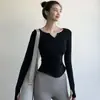 Super lindo novo conjunto de yoga feminino, deslumbrante traje de treino de Pilates, manga longa, outono/inverno, fitness, modelador corporal, top esportivo