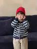 Casaco Suéter de Malha Listrado para Bebê Menino Roupas de Outono 2026 Novo Estilo Coreano Roupas Infantis Conjunto de Calças Casuais para Meninos