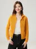 Cardigan de Cachemira Estilo Sencillo para Mujer Cuello Polo Botones Sencillos Moda Diseño Holgado Sentido del Tejido Versátil Adelgazante