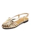 Sandalias Retro Caladas para Mujer Correa Trasera de Lazo Planas Verano Nueva Moda Punta Cerrada Hebilla Única Zapatos Romanos 2035-7