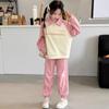 Terno para meninas, moda primavera e outono, novo estilo ocidental para meninas, roupas infantis, moletom estilo ocidental, celebridade da Internet, calças esportivas, conjunto de duas peças