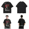 Camiseta Lavada Muerte Anime Notas Hip Hop Japonés Vintage Camiseta-