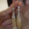 Pendientes de Borla de Alta Gama para Mujer, Pendientes Largos de Pedrería, Modernos Accesorios para Vestido de Banquete y Novia, Pendientes Largos de Cristal