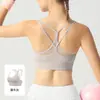 Sujetador Deportivo de Malla Recogida a Prueba de Impactos para Exteriores de Verano con Almohadillas en el Pecho y Hermoso Diseño Cruzado en la Espalda para Pilates, Fitness y Yoga