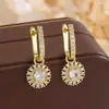 Elegantes y de moda aretes redondos de circonia cúbica, estilosos y sofisticados, perfectos para mujeres, novias y ocasiones de boda, lujosos aretes colgantes, aretes para damas de honor