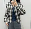 Camisa boxy de franela para mujer 26 otoño/invierno nueva/cuadros/manga larga/camisa de aire acondicionado/camisa fina 489508