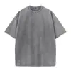 Camiseta de algodão 230g, manga curta, estilo batik, lavado, retrô, solta, tamanho grande