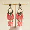 Pendientes de gancho de resina con forma de hoja ovalada y pluma, transfronterizos europeos y americanos, pendientes frescos y sencillos de verano, pendientes de diseño nicho para mujer