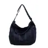 Bolsa Tote de Sarja Moda Retrô Grande Capacidade Tendência Versátil Bolsa de Ombro Bolsa Feminina Estilo Coreano Bolsa Transversal