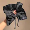 Elástico de Cabelo Azul Escuro com Laço Estilo Coreano, Elástico Personalizado e Versátil para Coque, Novo Acessório de Cabelo