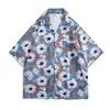 Camisa floral vintage estilo de Hong Kong manga curta estilo havaiano tailandês design senso duffian camisa solta bonita para homens e mulheres