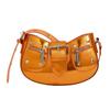 Bolsa feminina transfronteiriça de design de nicho, nova bolsa super quente, garota gostosa, rosto brilhante, couro envernizado, rebite, bolsa de motocicleta, bolsa transversal de axila, tudo combinando