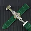 Pulseira de Couro Genuíno com Fecho Borboleta Automático de Dupla Ação, Pulseira de Relógio Unissex de Couro Bovino com Padrão de Bambu, Moderna e Versátil, Tamanhos 10-20