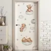 Nuevas Pegatinas para Puerta de Oso de Dibujos Animados, Nubes, Estrellas, Luna Acc64025 Pegatinas de Decoración para Embellecimiento de Paredes de Habitación Infantil en Casa