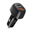 Cargador de Coche de Fibra de Carbono con Carga Rápida Puerto Dual USB+PD Cargador de Teléfono para Coche Compatible con Encendedor de Cigarrillos Venta al por Mayor
