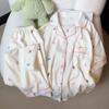 Pijama de algodão feminino novo de verão solto e confortável para casa de três peças atacado