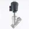 Válvula de asiento inclinado neumática de acero inoxidable 304 de alta temperatura con puerto roscado, válvula neumática de vapor, válvula de control automático Y controlada por aire