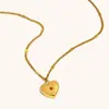 Moda Europeia e Americana Transfronteiriça Nicho Versátil Pingente Aço Inoxidável Banhado a Ouro 18K Mini Zircônia Coração Flor de Mês Colar
