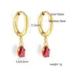 Brincos de Zircônia Estilo Europeu e Americano, Brincos Simples e Elegantes com Pedras de Diamante em Forma de Gota para Mulheres, Brincos de Aço Inoxidável Banhados a Ouro, Venda Direta do Fabricante