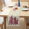 Nuevo camino de mesa navideño de lino estampado transfronterizo, mantel de restaurante occidental, mesa de comedor nórdica, camino de mesa navideño con muñeco de nieve