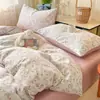 Juego de ropa de cama de cuatro piezas de algodón puro con estampado floral pastoral funda de edredón sábana para cama temporada universal todo algodón estilo fresco estilo sábana bajera