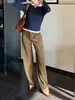 2025Ss [Textura del Tiempo] Suéter Polo Clásico de Color Contrastante para Mujer, Top Elegante de Moda