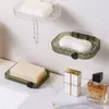 Caja de jabón de viscosa sin costuras de pared para baño de lujo ligero, bandeja decorativa para lavabo de baño