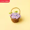 Cesta de Flores Pomposas Creativa Regalo para el Día del Maestro, Regalo de Flores Tejidas a Mano Cálido y Delicado, Regalo Pequeño Creativo y Práctico