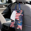 Caixa de Lenços para Carro Bandeira Americana Tipo Suspenso Suprimentos de Decoração para Interior de Carro Caixa de Lenços para Carro Suporte de Lenços para Encosto de Banco de Carro