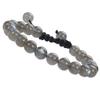 Pulseira Tecida de Cristal Rosa Colorido Pedra Onate Natural Ajustável Pulseira Tecida de Corda com Contas Joia de Pulseira