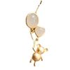 Collar de clavícula de arena de oro y jade blanco de oso con globo en la mano, encantador colgante de estilo antiguo, lindo y sencillo para mujer