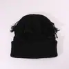 Chapéu Versátil de Moda de Rua Coreana para Mulheres Outono e Inverno Chapéu de Tricô Rasgado Transfronteiriço Proteção para Orelhas Chapéu para Frio Chapéu Quente de Lã