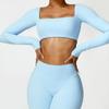 Ropa de yoga ajustada de manga larga de invierno Zechuang ropa de entrenamiento para correr al aire libre camiseta cepillada top deportivo de manga larga 8518