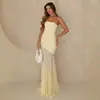 Vestido de Sirena Transparente con Retazos sin Tirantes, Modelo Nuevo 2026 para Mujer, Corte Ajustado, Vestido Largo Elegante, Transfronterizo