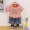 Conjunto de Niños Verano 2026 Nuevo Bebé Verano Rayas Letras Ropa Infantil Ropa de Bebé Verano Niño Pequeño Moderno