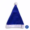 Decoración de equipo de punto sombrero de Navidad rojo/azul/rosa/verde/amarillo felpa corta cepillada sombrero de Navidad para adulto