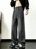 Pantalones de mezclilla simples negros y grises para hombre, lavado de otoño, estilo retro, pantalones holgados de pierna recta, marca de moda para adolescentes, pantalones anchos de talla grande