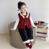 Camisa de Base Grossa de Veludo Nova de Inverno para Meninas, Colete de Pele da Moda para Bebê, Calça Casual de Renda com Bolinhas, Conjunto de Três Peças