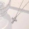 Colgante de Collar Cruzado Microincrustado Transfronterizo para Hombres y Mujeres, Cadena para Clavícula de Lujo Ligero de Gama Alta, Cadena para Suéter de Acero de Titanio, Cadena de Cuello de Nicho