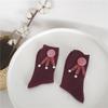 PATTKIN Calcetines de lana de conejo con hebilla de terciopelo perlado a cuadros y rayas verticales, calcetines cálidos de lana gruesa para mujer