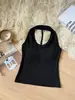 2031 Color Sólido Estilo Puro Deseo Top de Espalda Sexy de Belleza con Cuello Halter sin Espalda con Almohadillas de Sujetador Integradas Chaleco Cómodo de Ajuste Delgado Adelgazante para Mujer