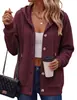2026 Europeo y Americano AliExpress Amazon Otoño/Invierno Nuevo Versátil Color Sólido Chaqueta de Botones Informal con Capucha Abrigo para Mujer
