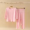 Pijamas de modal para niños, ropa de aire acondicionado, ropa de casa de manga larga, traje fino de color sólido, ropa para bebés niños y niñas