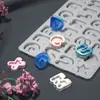 Resina de gota pegamento DIY letras inglesas etiqueta colgante de arena movediza espejo 26 letras mayúsculas llavero molde de silicona