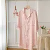 Nuevo Camisón de Verano 2026 para Mujer, Camisa Sexy de Seda de Hielo con Estampado de Leopardo Rosa, Pijama Sexy de Seda de Hielo para Mujer